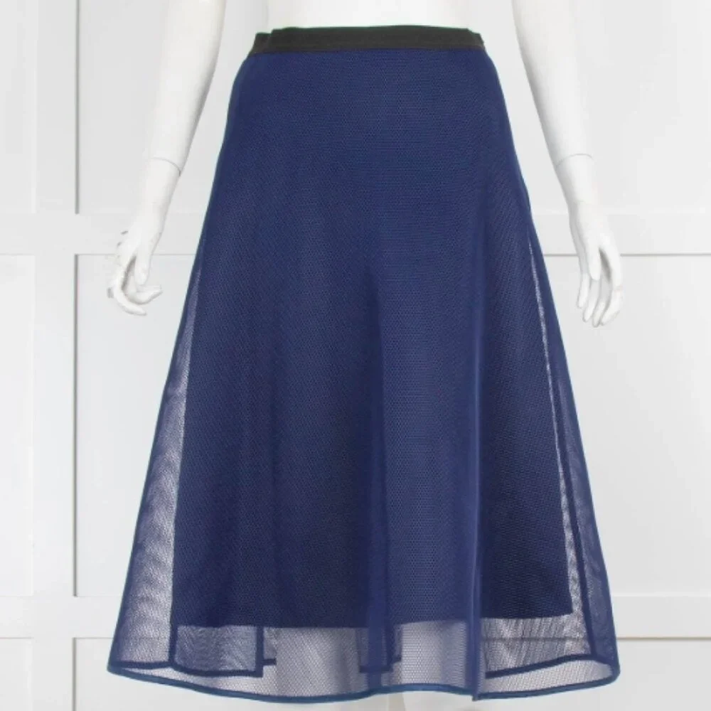 Sandro Blue Mesh Midi Skirt S/1 $300